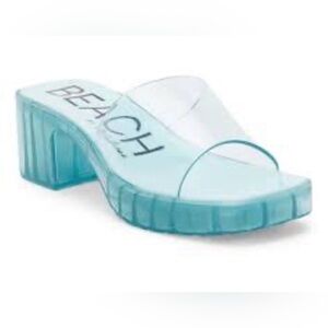 New Beach by Matisse Clear Blue Jelly Slide Sandals Block Heel Clog